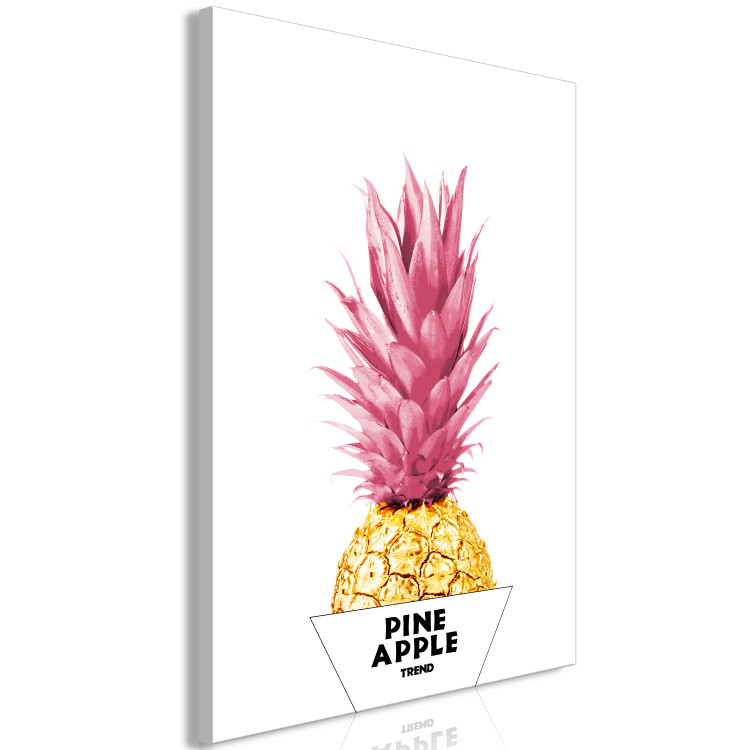 Canvas Stylish pineapple - artwork with golden-pink fruit in a white box 115309 additionalImage 2