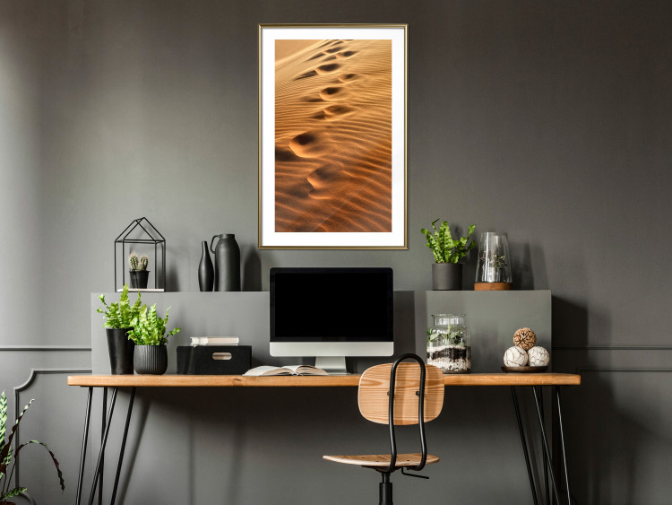 Poster Footprints in the Sand - a desert dune landscape in shades of orange 116509 additionalImage 15
