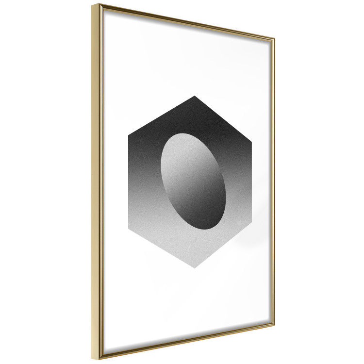 Wall Poster Egg in Hexagon - black and white composition in geometric shapes 116609 additionalImage 12