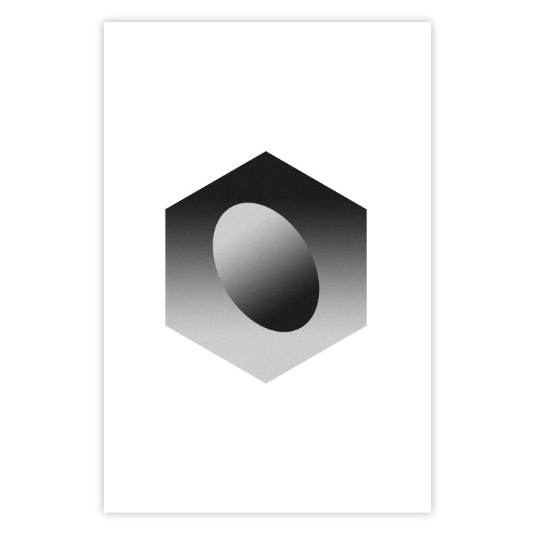 Wall Poster Egg in Hexagon - black and white composition in geometric shapes 116609 additionalImage 19