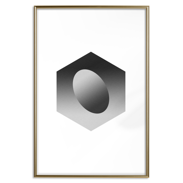 Wall Poster Egg in Hexagon - black and white composition in geometric shapes 116609 additionalImage 14