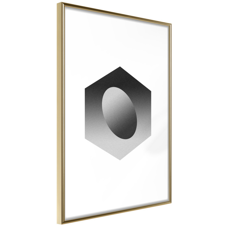 Wall Poster Egg in Hexagon - black and white composition in geometric shapes 116609 additionalImage 6