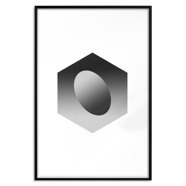 Wall Poster Egg in Hexagon - black and white composition in geometric shapes 116609 additionalImage 15