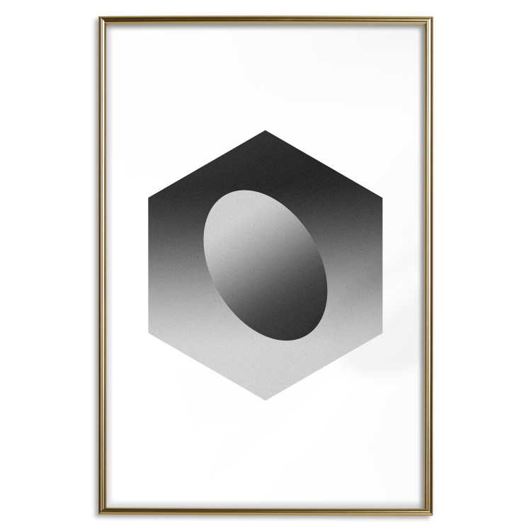 Wall Poster Egg in Hexagon - black and white composition in geometric shapes 116609 additionalImage 16