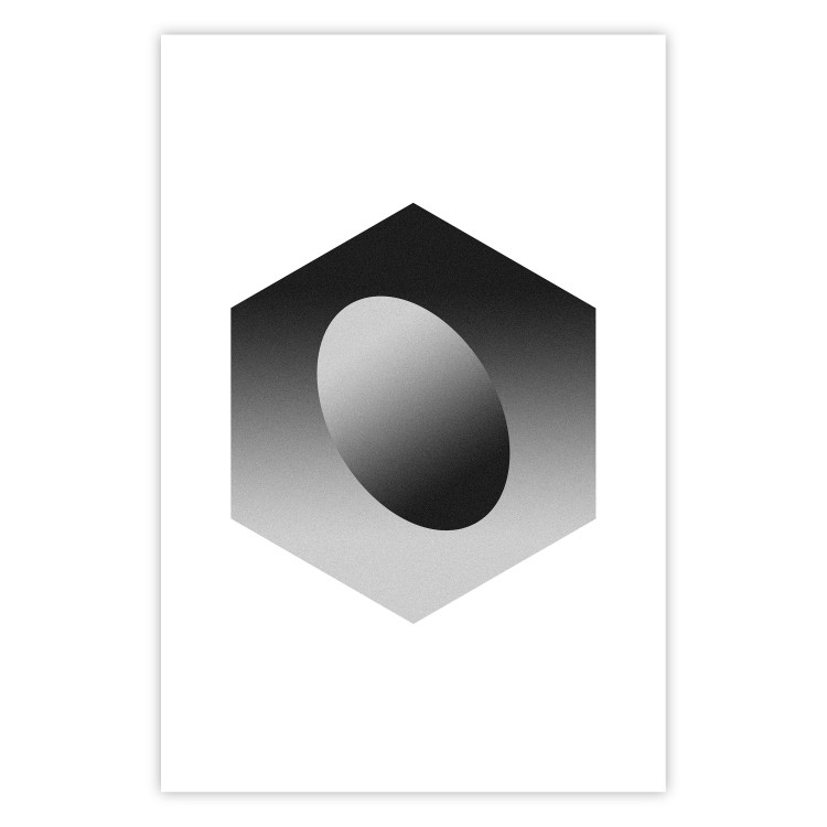 Wall Poster Egg in Hexagon - black and white composition in geometric shapes 116609