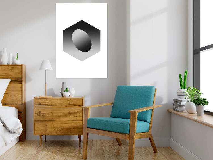 Wall Poster Egg in Hexagon - black and white composition in geometric shapes 116609 additionalImage 17