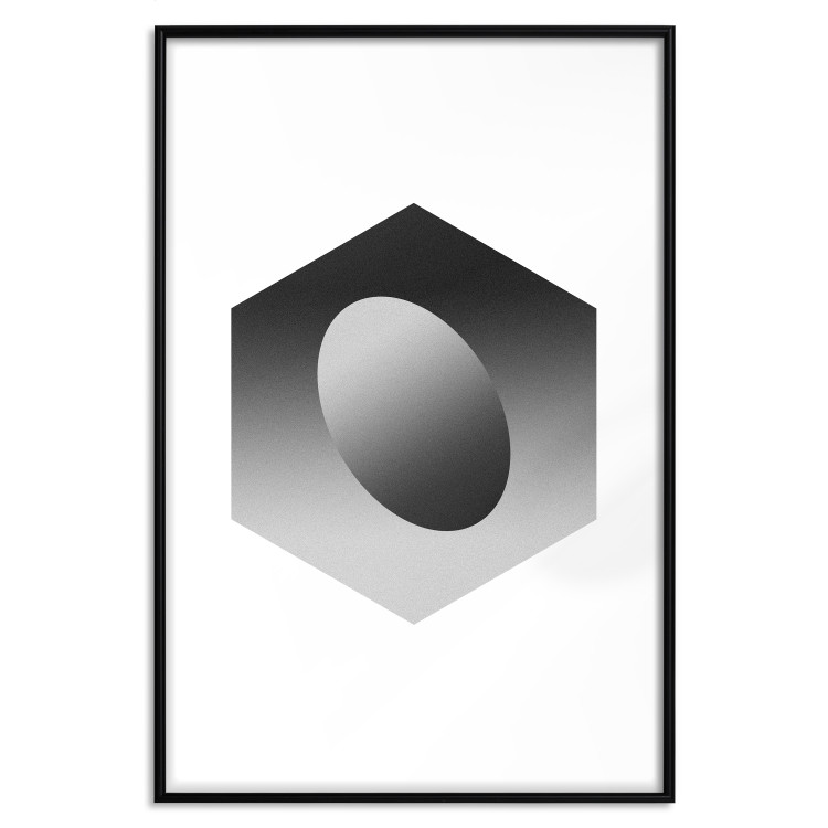 Wall Poster Egg in Hexagon - black and white composition in geometric shapes 116609 additionalImage 18