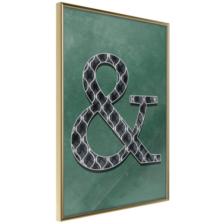 Wall Poster Ampersand - black and white patterned typographic sign on a green background 117209 additionalImage 14