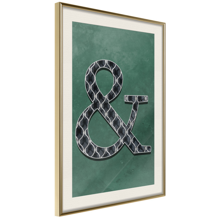 Wall Poster Ampersand - black and white patterned typographic sign on a green background 117209 additionalImage 2