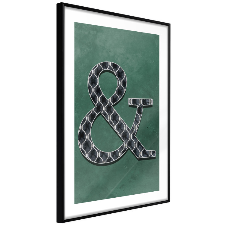 Wall Poster Ampersand - black and white patterned typographic sign on a green background 117209 additionalImage 13