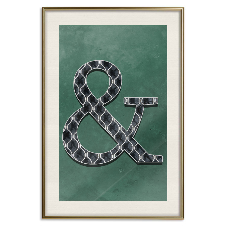 Wall Poster Ampersand - black and white patterned typographic sign on a green background 117209 additionalImage 19