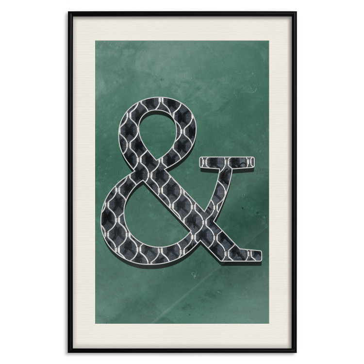 Wall Poster Ampersand - black and white patterned typographic sign on a green background 117209 additionalImage 18
