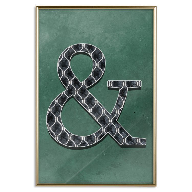 Wall Poster Ampersand - black and white patterned typographic sign on a green background 117209 additionalImage 20