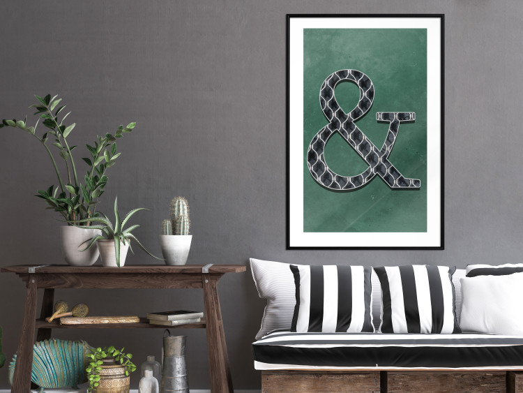 Wall Poster Ampersand - black and white patterned typographic sign on a green background 117209 additionalImage 6