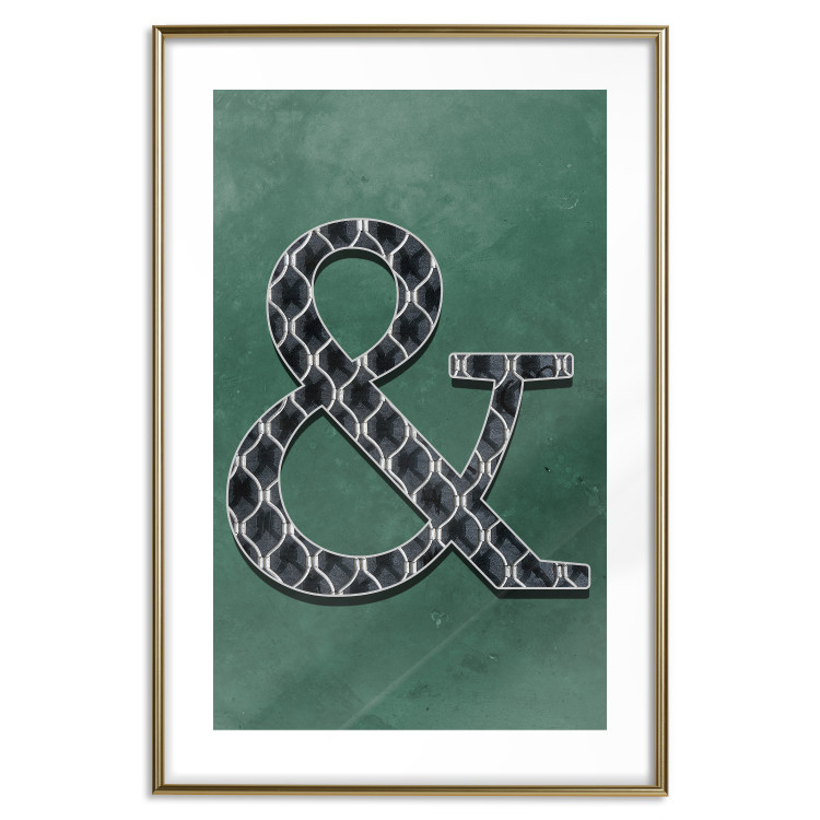 Wall Poster Ampersand - black and white patterned typographic sign on a green background 117209 additionalImage 14