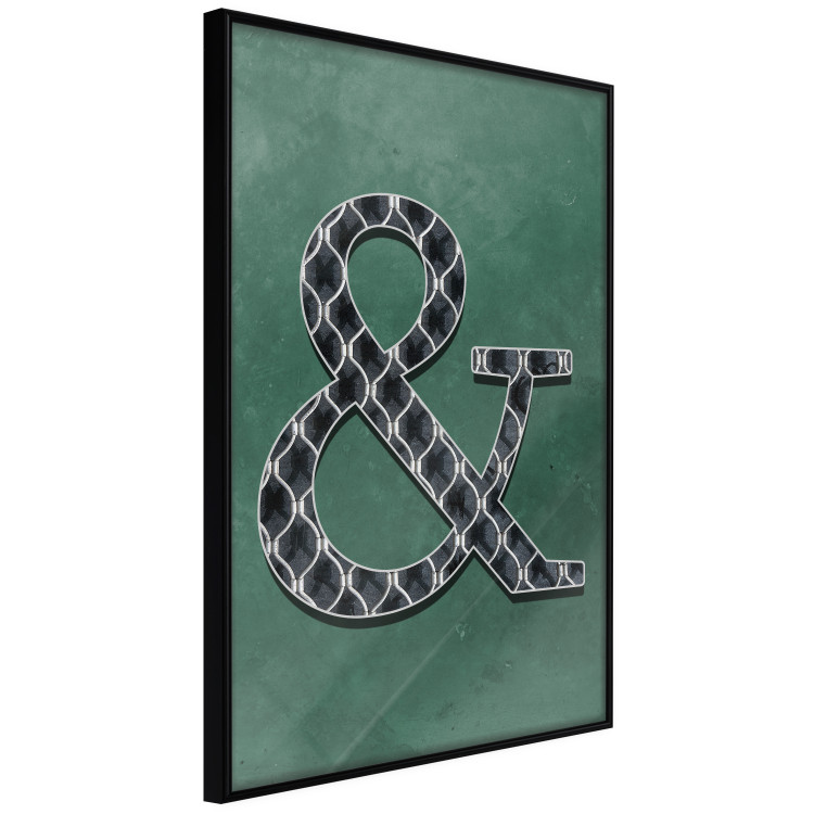 Wall Poster Ampersand - black and white patterned typographic sign on a green background 117209 additionalImage 10