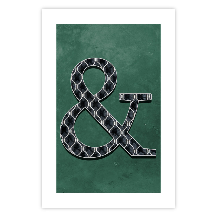 Wall Poster Ampersand - black and white patterned typographic sign on a green background 117209 additionalImage 19