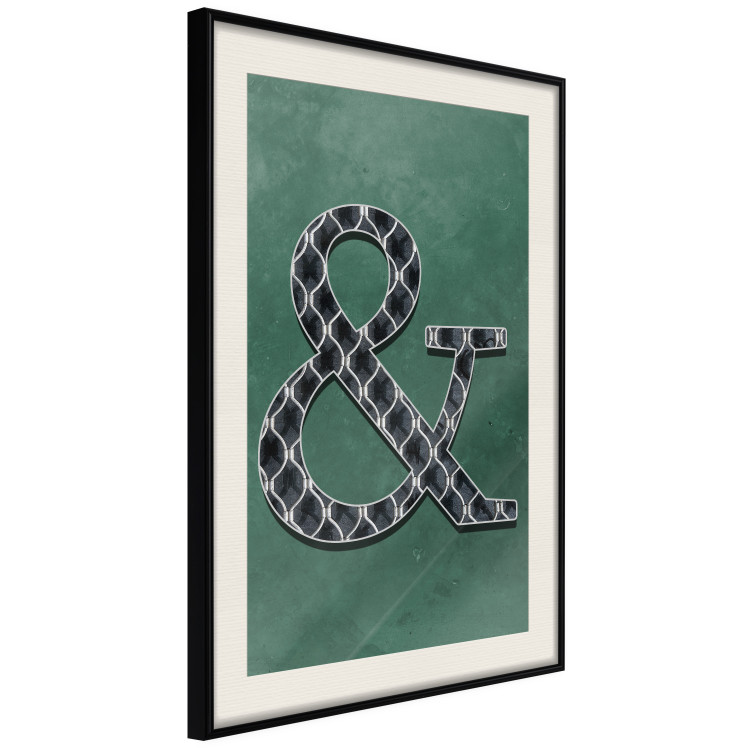 Wall Poster Ampersand - black and white patterned typographic sign on a green background 117209 additionalImage 3