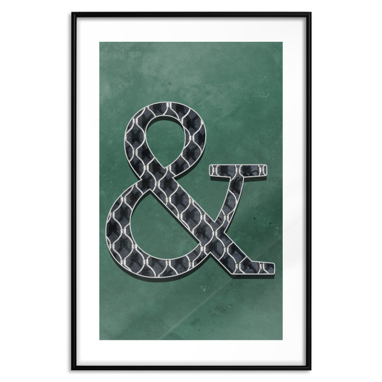 Wall Poster Ampersand - black and white patterned typographic sign on a green background 117209 additionalImage 17