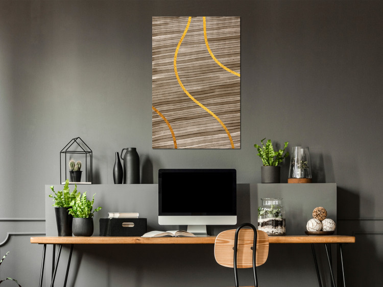 Canvas Print Golden streams - abstract background with lines with golden ribbons 119109 additionalImage 3