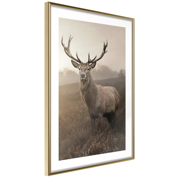 Wall Poster Sepia Deer - autumn landscape with an animal amid field grass 119209 additionalImage 6
