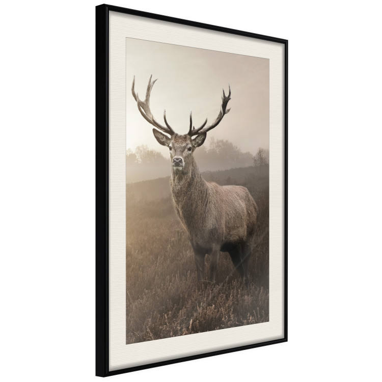 Wall Poster Sepia Deer - autumn landscape with an animal amid field grass 119209 additionalImage 3