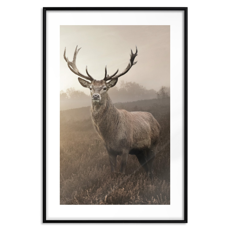 Wall Poster Sepia Deer - autumn landscape with an animal amid field grass 119209 additionalImage 15