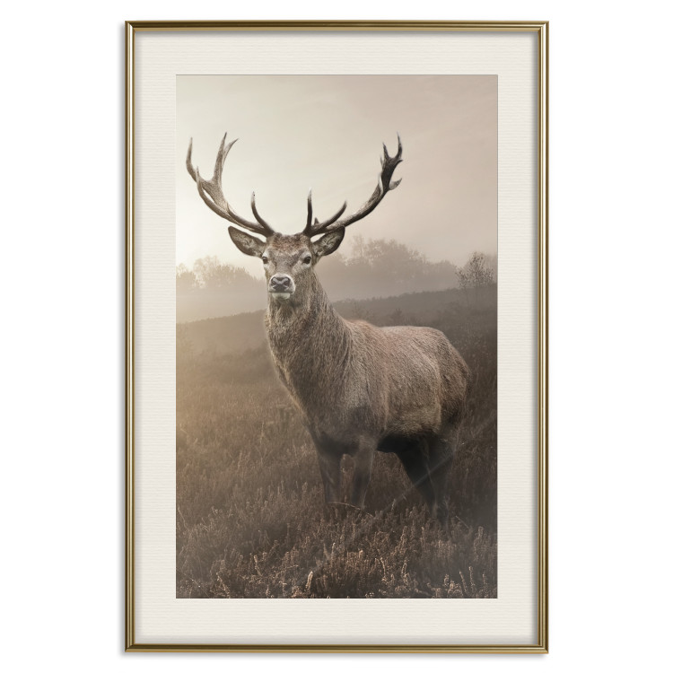 Wall Poster Sepia Deer - autumn landscape with an animal amid field grass 119209 additionalImage 19