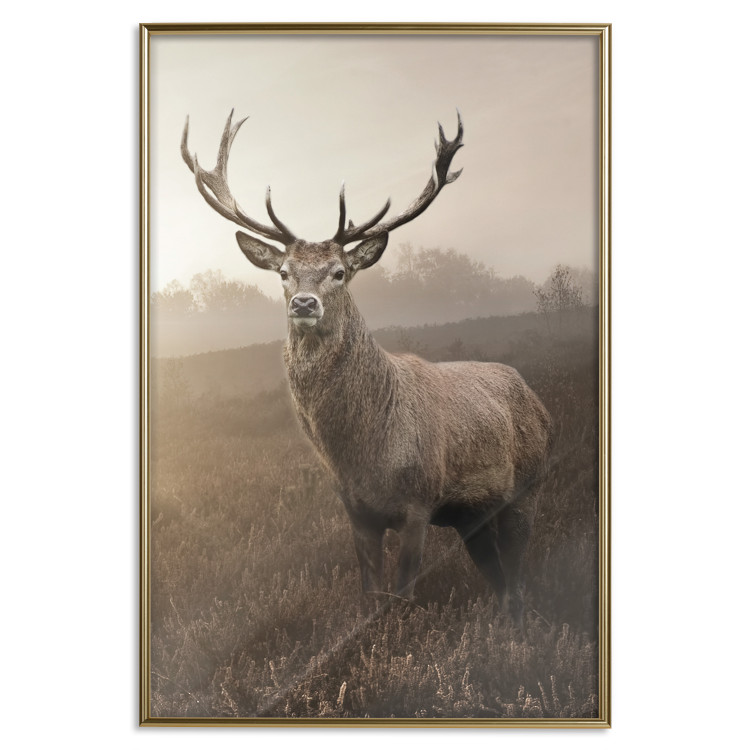 Wall Poster Sepia Deer - autumn landscape with an animal amid field grass 119209 additionalImage 16