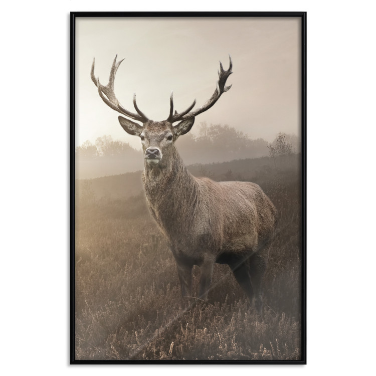 Wall Poster Sepia Deer - autumn landscape with an animal amid field grass 119209 additionalImage 24