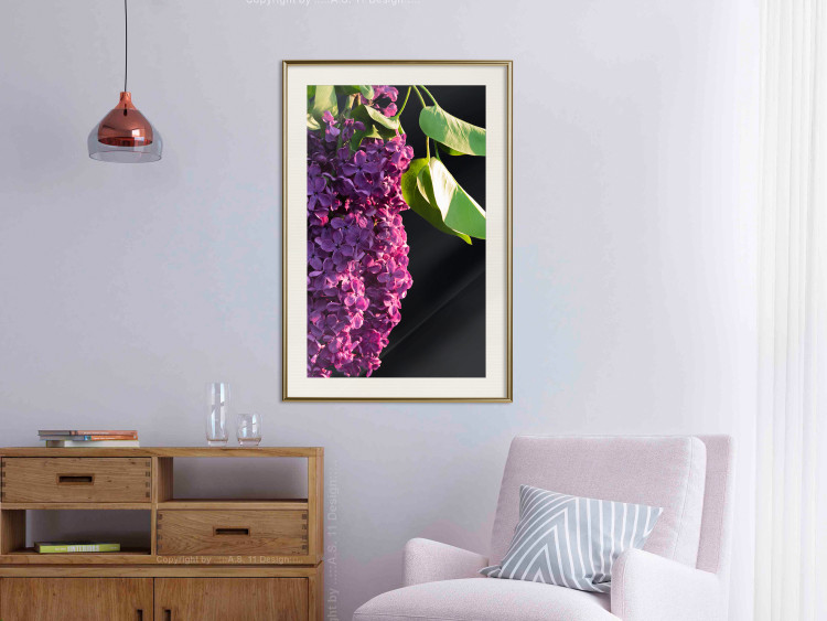 Wall Poster Spring Colors - botanical composition with purple lilac flowers and leaves 121909 additionalImage 20