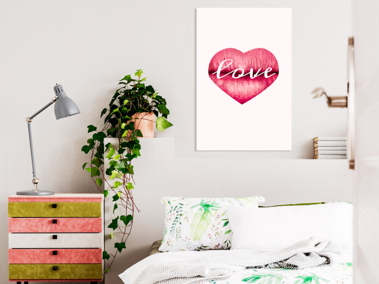 Canvas Print Lips in love - love motif with lips, heart and an English inscription 123209 additionalImage 3