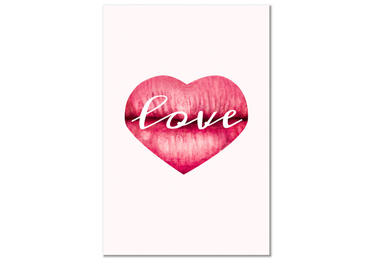 Canvas Print Lips in love - love motif with lips, heart and an English inscription 123209