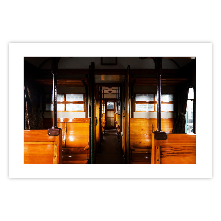 Poster Long Journey - train with wooden seats in vintage motif 123809 additionalImage 19
