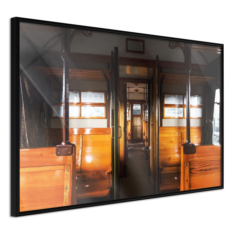 Poster Long Journey - train with wooden seats in vintage motif 123809 additionalImage 10