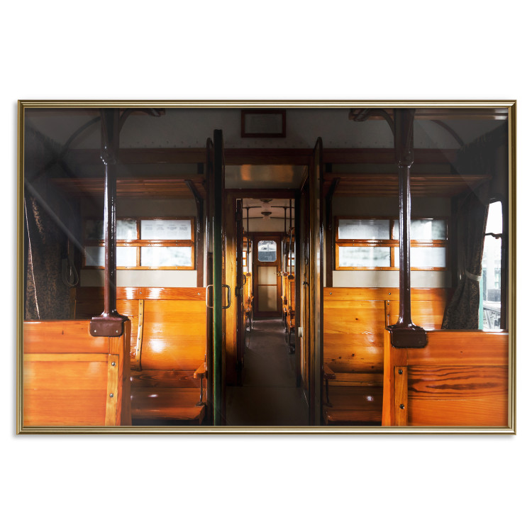 Poster Long Journey - train with wooden seats in vintage motif 123809 additionalImage 16
