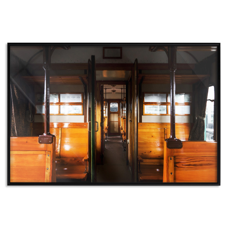 Poster Long Journey - train with wooden seats in vintage motif 123809 additionalImage 18