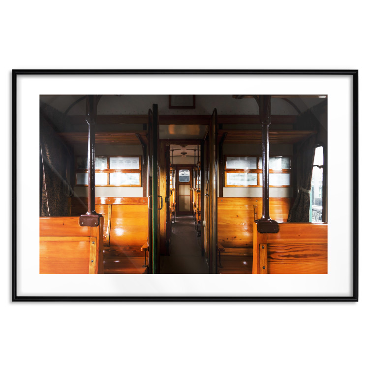 Poster Long Journey - train with wooden seats in vintage motif 123809 additionalImage 15