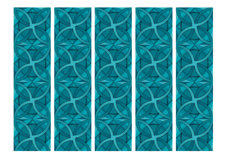 Folding Screen Turquoise Geometry II (5-piece) - emerald geometric background 124109 additionalImage 3