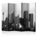 Room Divider Screen Sydney Skyscrapers II (5-piece) - black and white frame with architecture 124209