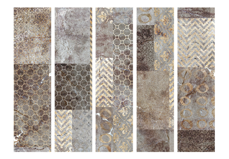 Room Divider Geometric Textures II (5-piece) - background in brown tones 124309 additionalImage 3