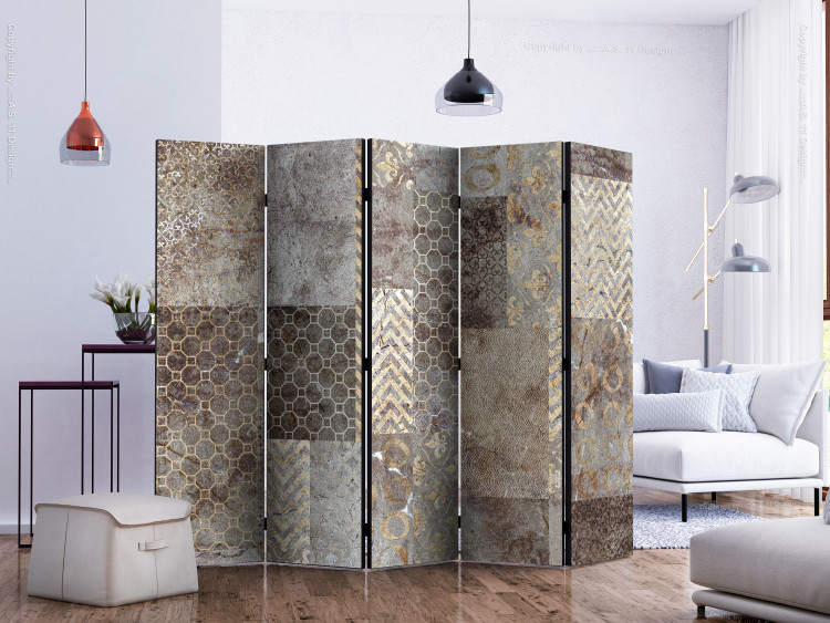 Room Divider Geometric Textures II (5-piece) - background in brown tones 124309 additionalImage 2