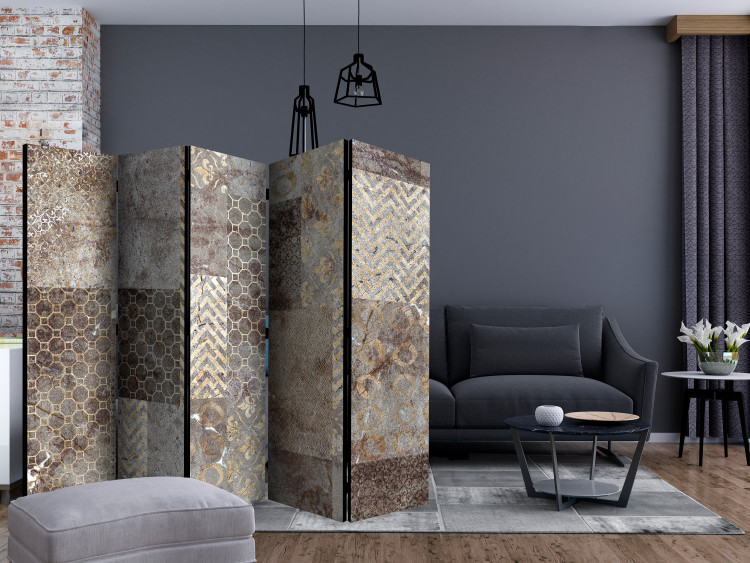 Room Divider Geometric Textures II (5-piece) - background in brown tones 124309 additionalImage 4