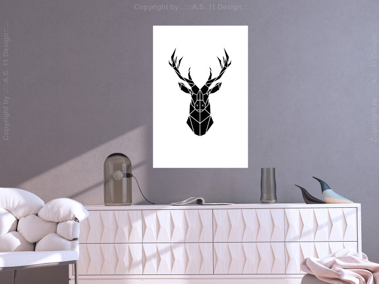 Poster Harmonious Deer - deer figure created from geometric shapes 125109 additionalImage 2