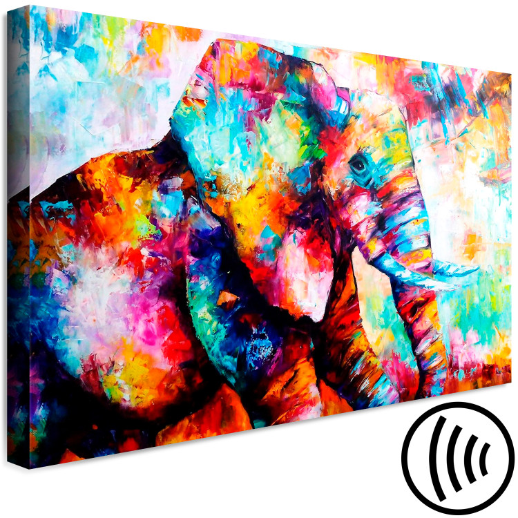 Canvas Print Gaze of the Elephant (1-part) wide - colorful animal figure 127309 additionalImage 6