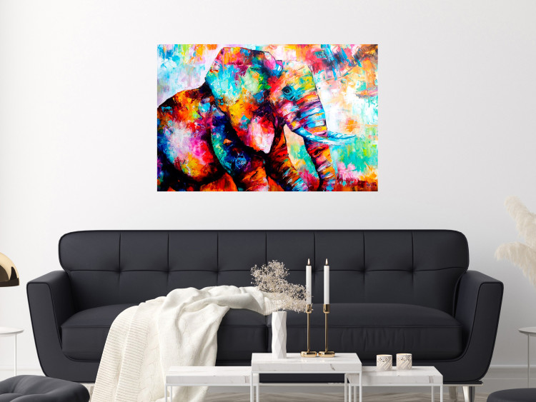Canvas Print Gaze of the Elephant (1-part) wide - colorful animal figure 127309 additionalImage 3