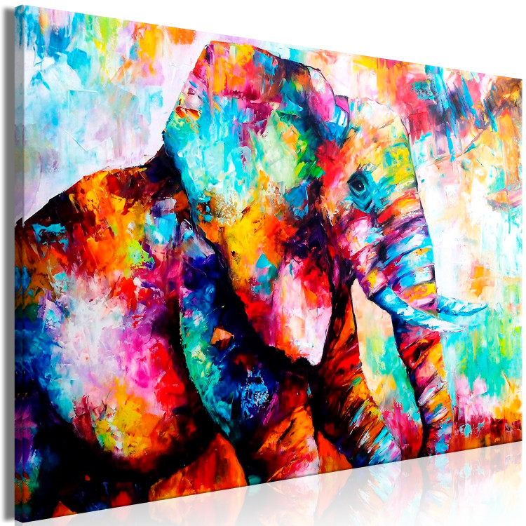 Canvas Print Gaze of the Elephant (1-part) wide - colorful animal figure 127309 additionalImage 2