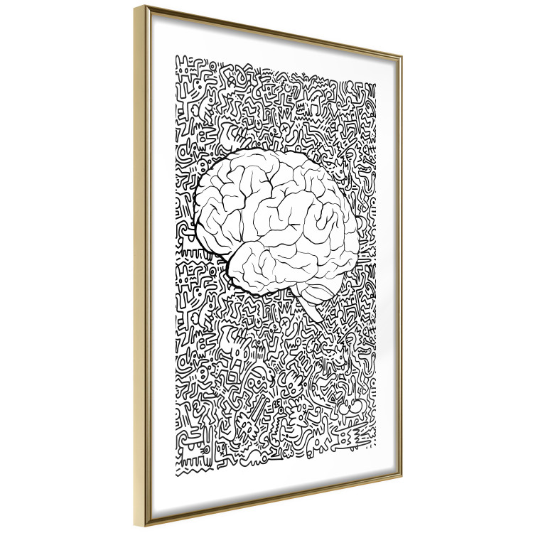 Wall Poster Clear Mind - black and white human brain on abstract patterned background 127909 additionalImage 7