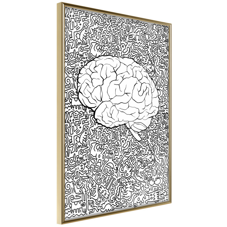 Wall Poster Clear Mind - black and white human brain on abstract patterned background 127909 additionalImage 12