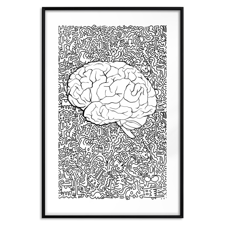 Wall Poster Clear Mind - black and white human brain on abstract patterned background 127909 additionalImage 15